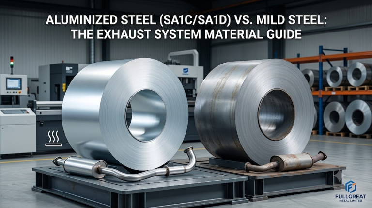 Side-by-side comparison of Aluminized Steel (SA1C/SA1D) coil and Mild Steel coil for automotive exhaust pipes